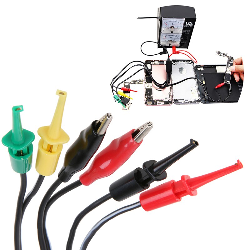 Didihou Praktische Voeding Test Lead Cable Kit 2 Alligator Clip 2 Banana Plug 4 Haak Clip Voor Mobiele telefoon Repareren