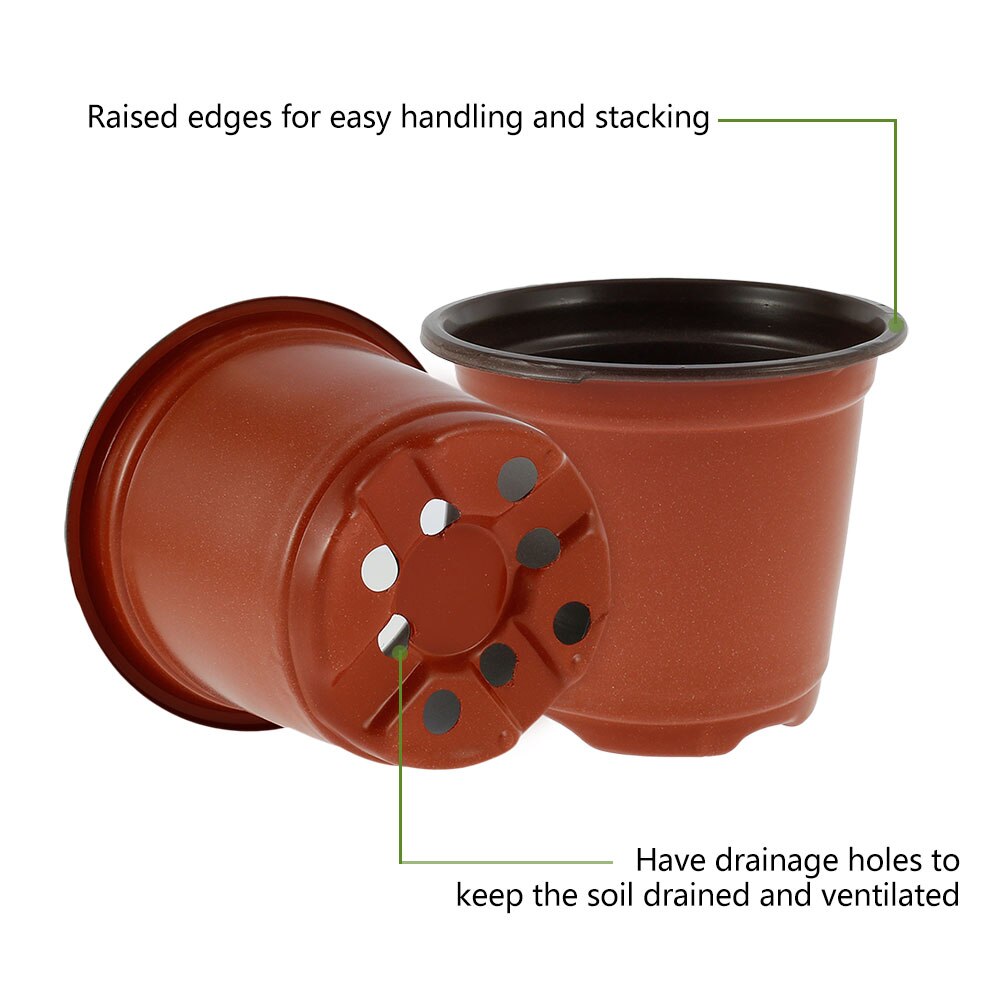 50pcs Plastic Grow Box Simple Thickened Seedling Basin Home Garden Plant Pot Nursery Tray Tools Transplant Flower Plant Pots