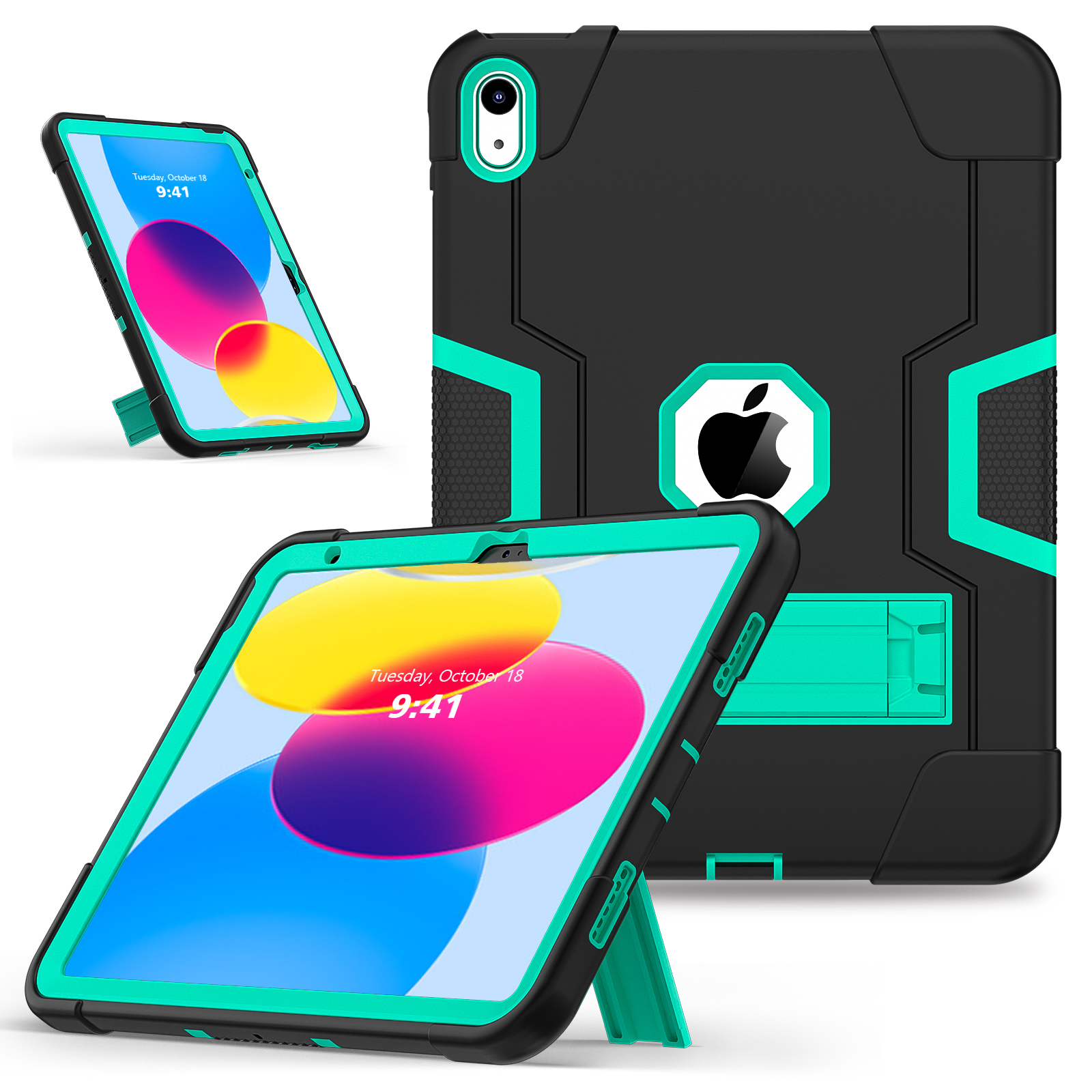 Kickstand Rugged Case Universal For iPad 11" (A16) 11th 10.9 10th A3355 A3356 A2757 A2777 A2696 3-Layers Protect Cover: 12.4 / WHITE
