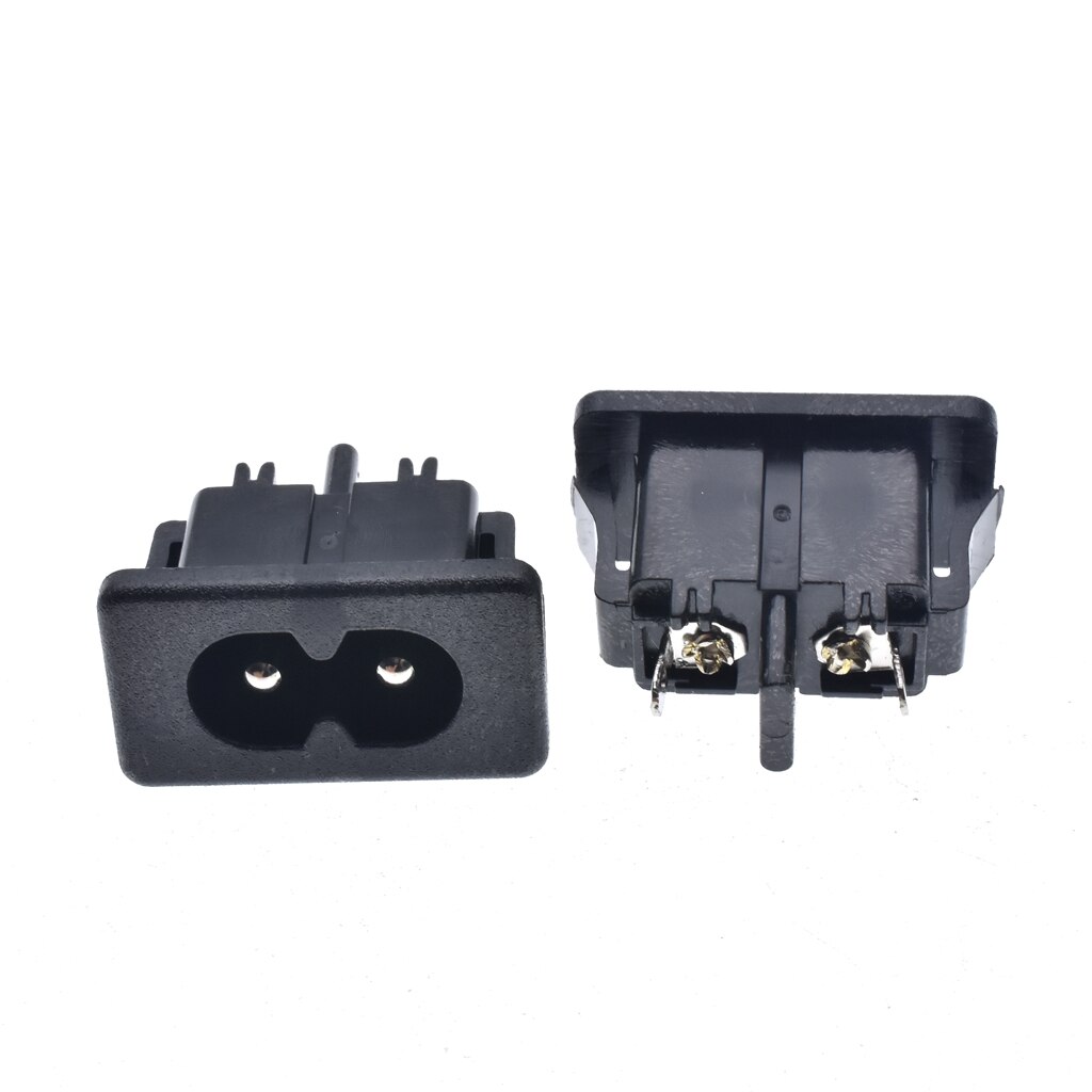C8 Panel Mount Plug Adapter, 250V Ac 2.5A 2 Pins Iec Inlet Module Plug Power Connector Socket Rechte 10Pcs: Type 3