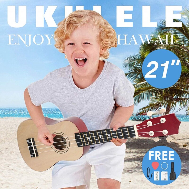 Ukulele 21 Inch Ukulele Four-String Wooden String Beginner Hawaii Kids Ukuleles for Beginner Starter Adult Best