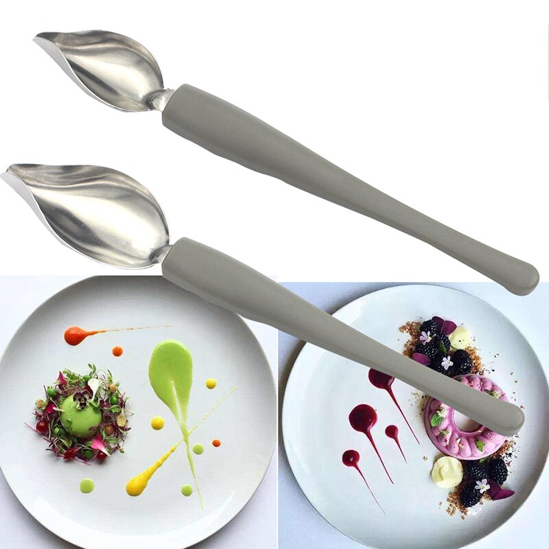 Portable Chef Decoration Pencil Anti-slip Accessories Draw Tools Stainless Steel Mini Sauce Painting Coffee Spoon Kitchen Home