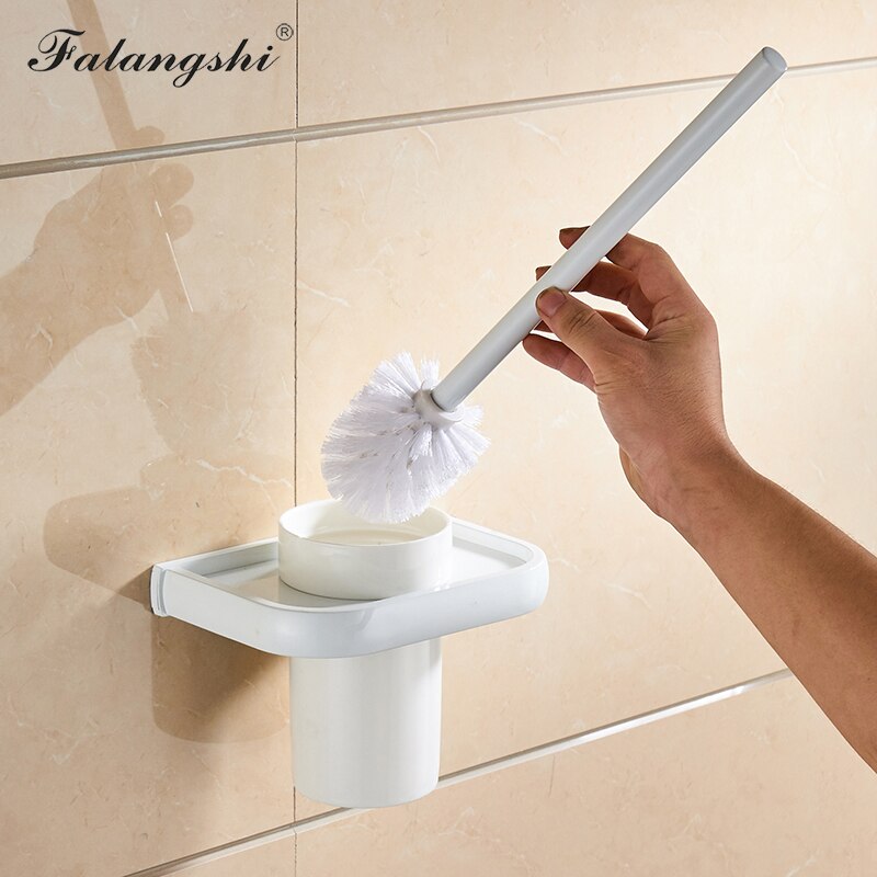 Falangshi Toiletborstelhouder Koper Messing Antiek/Borstel/Wit/Zwart Badkamer Accessoires Wandmontage WB8700