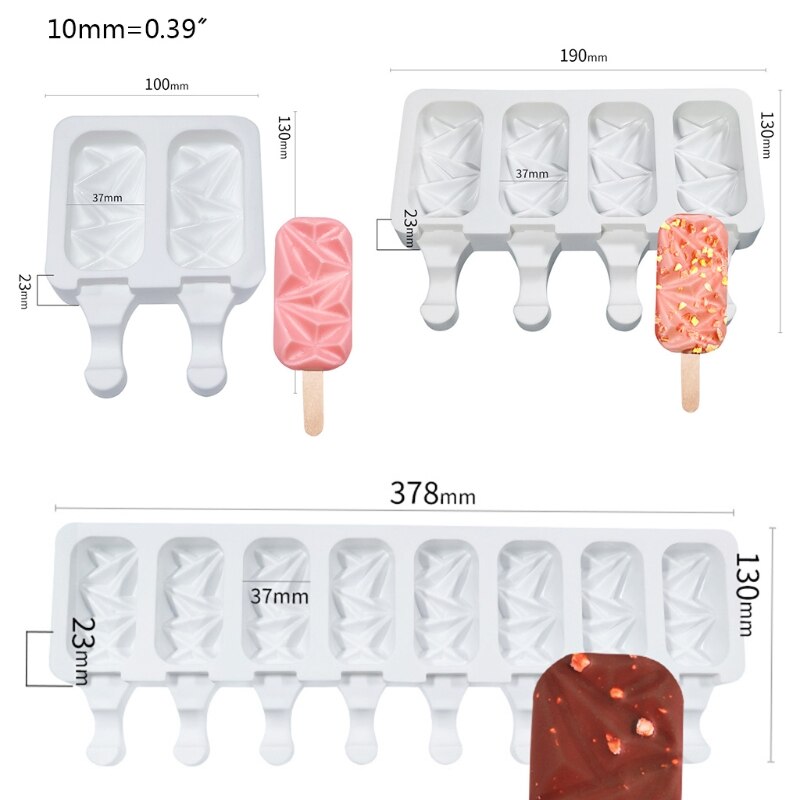 Mold Stripe Silicone Ice-Pop Molds 2/4/8 Cavities Homemade DIY Ice Cream Maker Reusable Easy Release