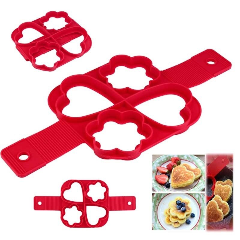 Liefde Hart Bloemen Vormen Pannenkoeken Tool Fast & Easy Manier Om Perfect Koken Vier Gaten Diy Ei Keuken Tools31