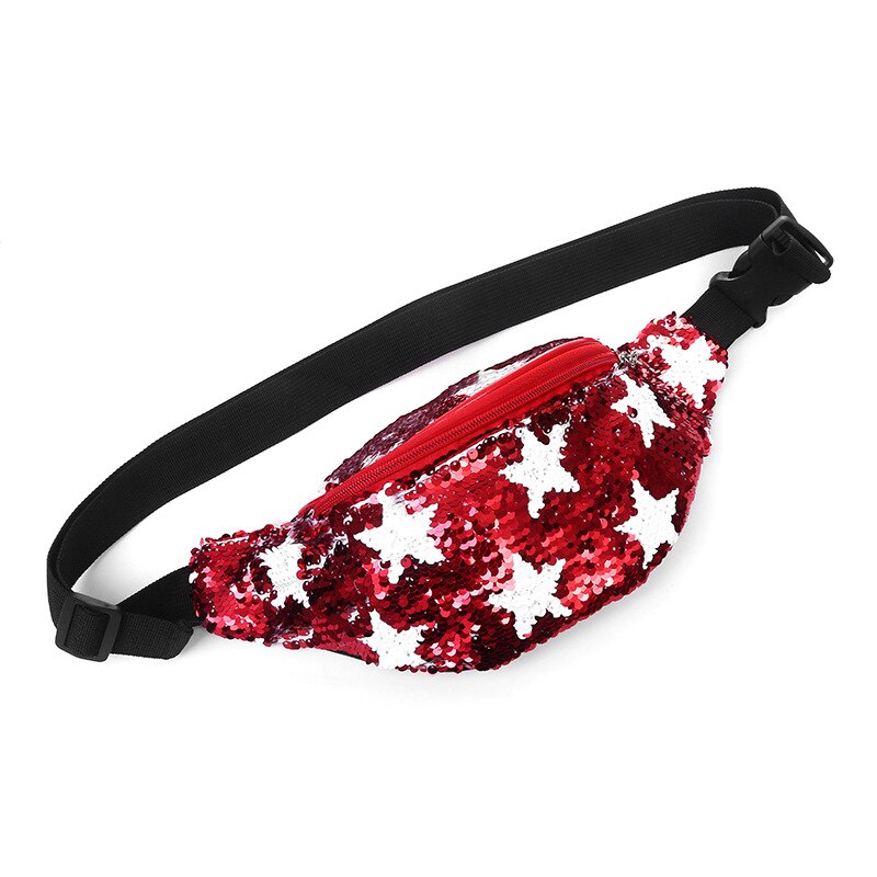 Riñonera de piel sintética con lentejuelas brillantes para mujer, bolso de pecho resistente al agua, Unisex