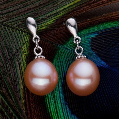 Zhboruin Natuurlijke Parel Oorbellen Voor Vrouwen 925 Sterling Zilveren Sieraden Water Parel Huwelijkscadeau: B Pink