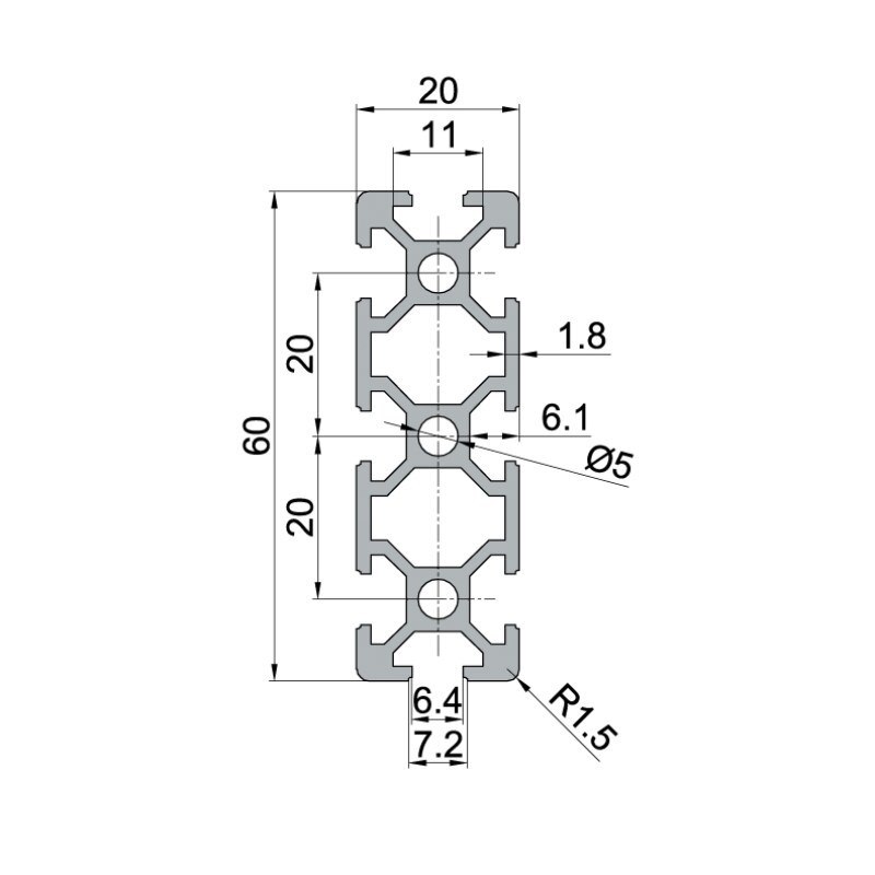 1 piece 2060 aluminum profile 2060 European standard extruded guide rail anodized aluminum profile 2060 CNC 3D printer parts