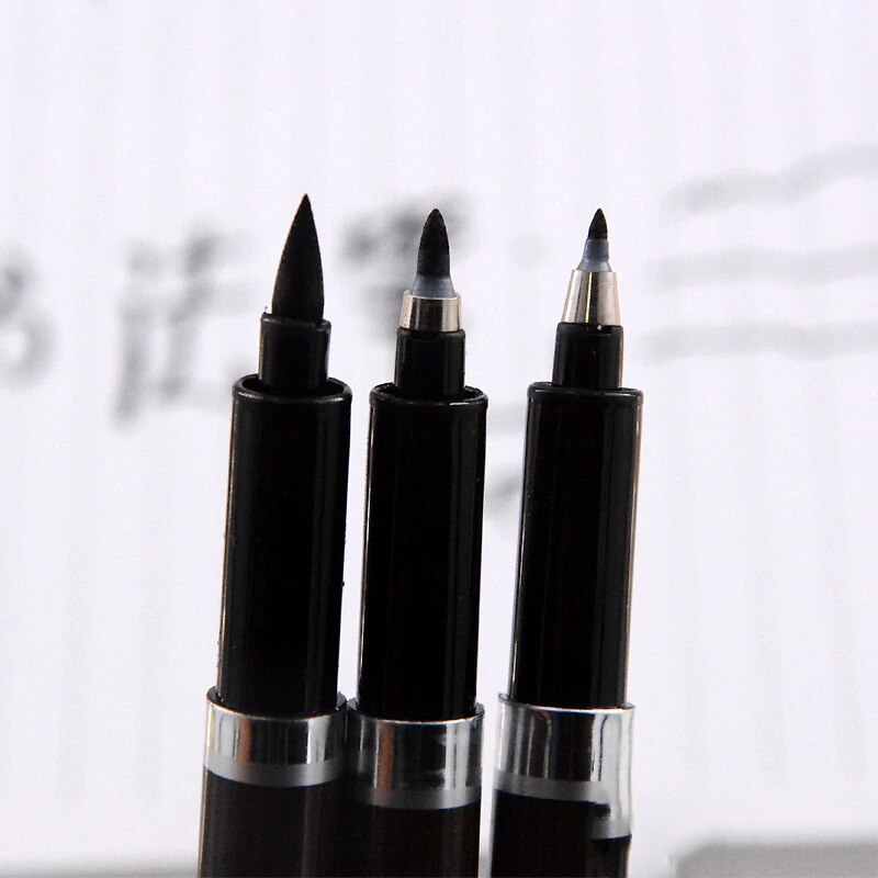 3 Pcs / Lot Calligraphy Pen for Signature Chinese Words Learning Brush Pens Set Art Marker Pens Stationery School Supplies