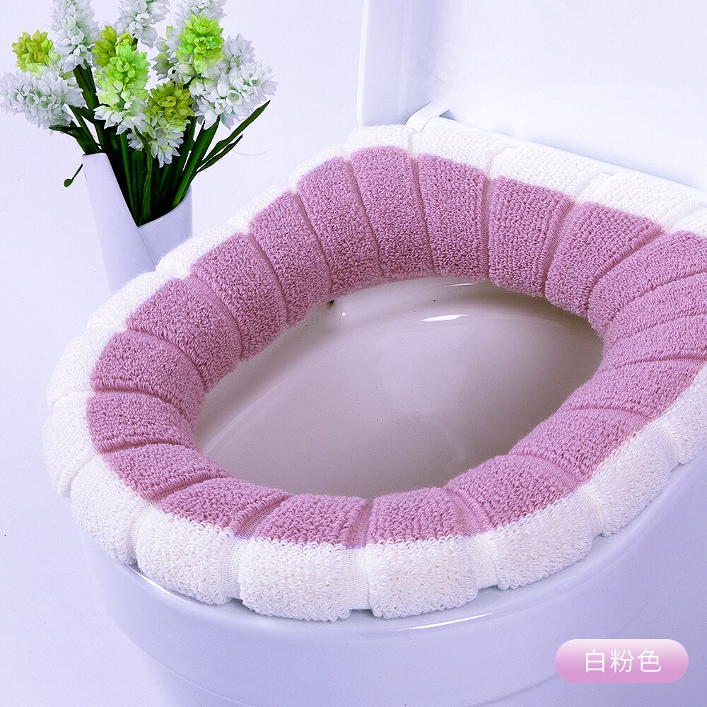 Badeværelse toiletsæde behagelig fløjl nærmestool vaskbar blød varmere måttedæksel til pude: Hvid rød