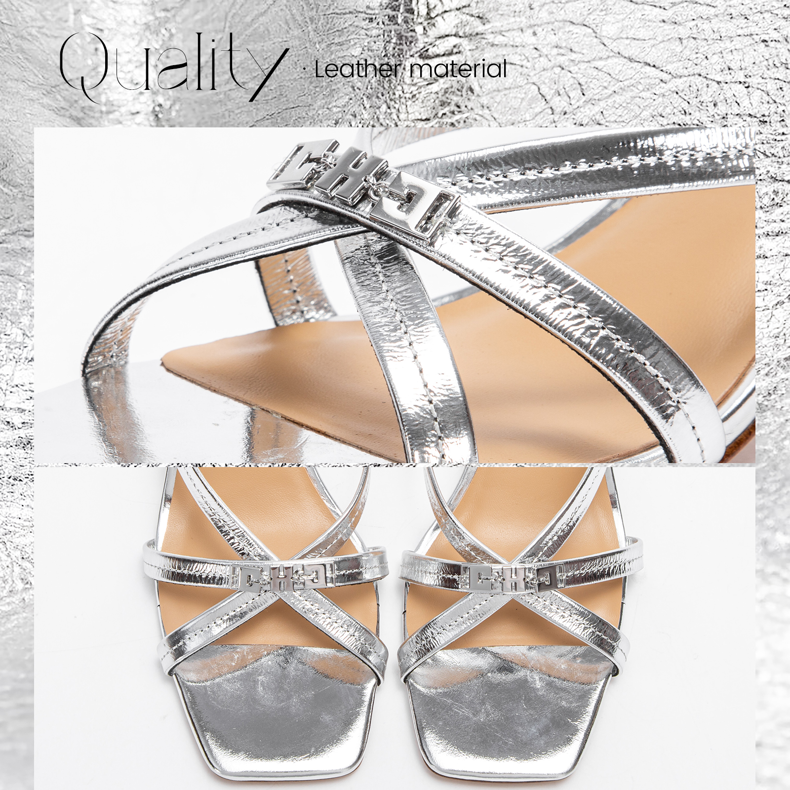 CH Women's Sandals Summer Cowhide Thin Belt Business Sandals Wedding and Dinner Shoes