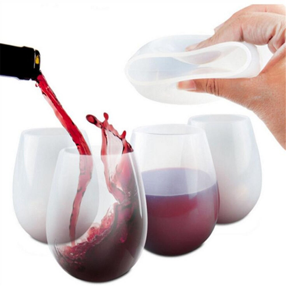 Taza de vino de silicona blanca irrompible para interiores al aire libre vasos de cerveza para fiestas portátiles Anti-Caída de viaje barbacoa Camping bebederos de agua 2