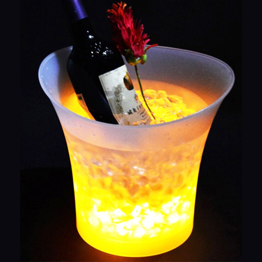 Seau à glace en plastique étanche, 5l, 7 couleurs, LED, pour Bars, boîtes de nuit, éclairage LED, seau à Champagne, bière, fête nocturne