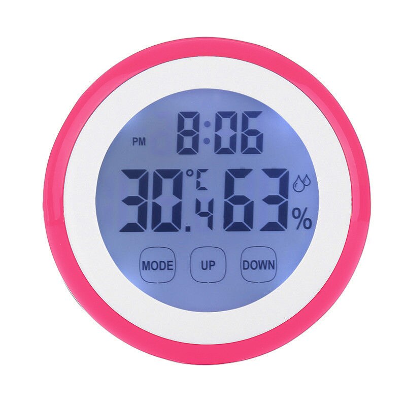 Thermometer Indoor Digital LCD Hygrometer Temperature Humidity Alarm Wall Clock For Home Temperature Humidity Meter: Red