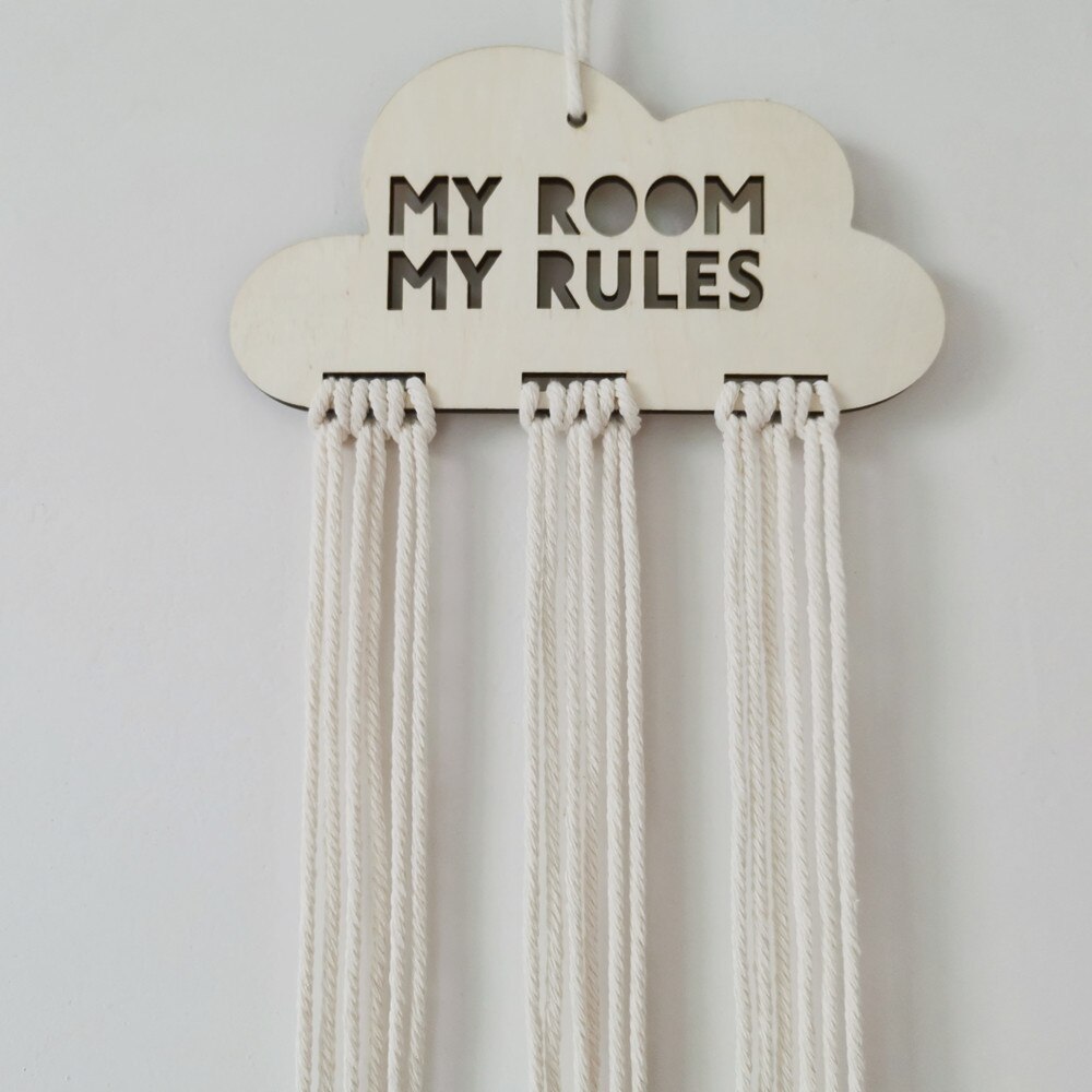 Organizador de horquillas de nube de madera para niña, soporte de pinzas para el pelo de bebé, almacenamiento de fotos de joyería, colgante para habitación de niños, adornos de pared
