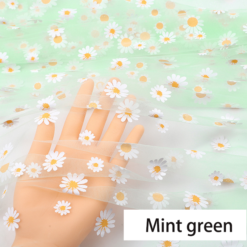 Tissu en Tulle imprimé marguerite de 160cm de large, robe d'été pour filles, robe de princesse faite à la main, rideau pour vêtements pour femmes, tissu décoratif: L / Violet