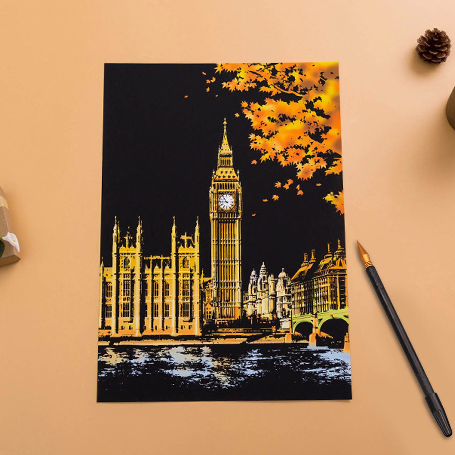 Behogar 8PCS Painting Drawing Scratch Arts Tools Set with Stick Scratch Pen Brush Repair Fluid for Kids Birthday Christmas