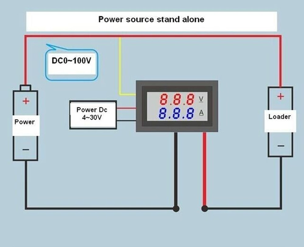 DC 100V 10A voltímetro amperímetro azul + rojo LED Amp doble digital medidor de voltímetro