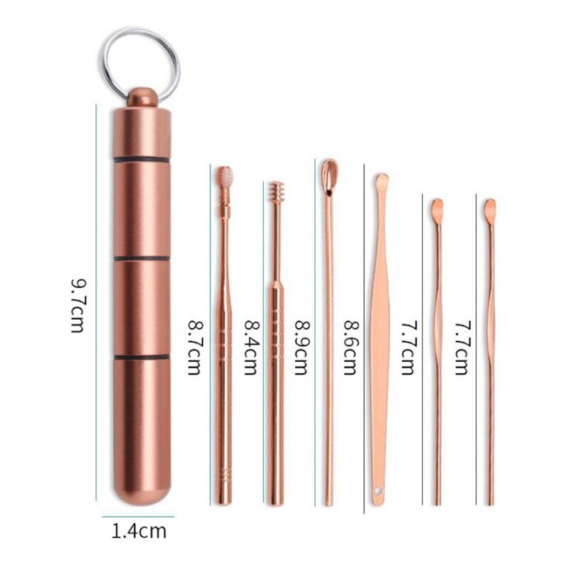 6Pcs Oor Lepel, Schoon Remover Oor Pick Rvs Oor Cleaner Tool Oorsmeer Remover Earpick Set Gezondheidszorg
