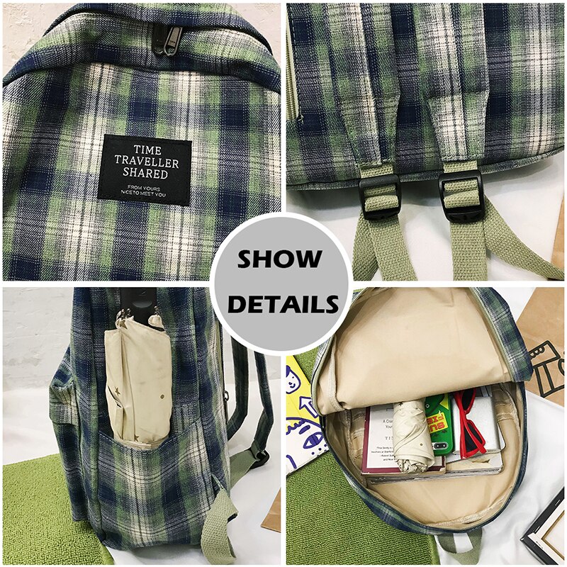 Eenvoudige Gestreepte Rugzakken Vrouwen Leuke Student Plaid Schooltas Voor Tiener Meisjes Harajuku Vrouwelijke Mode Reizen Laptop Rugzak