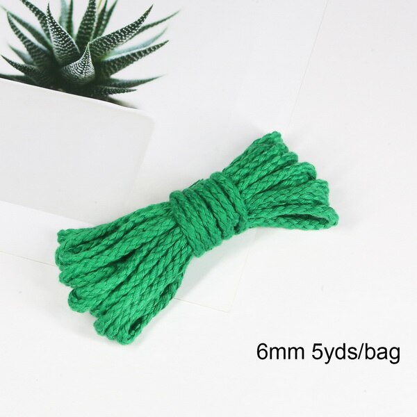 Corde torsadée en coton de 6mm, 5yards, cordon pour la couture décorative artisanale, pour la couture, pour emballage de , pour Bouquet, cordon pour fil artisanal: 04
