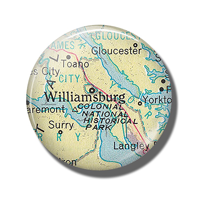 Ohio Melbourne Williamsburg Ecuador Los Angeles Indianapolis Cape Cod Philadelphia Florence Map Souvenir Fridge Magnets Stickers: Williamsburg