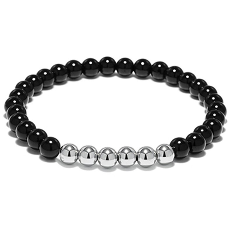 6mm shinny onyx Stein perlen armband schädel männer armbänder für frauen schmuck pulsera hombre armband zubehör bileklik: color 8