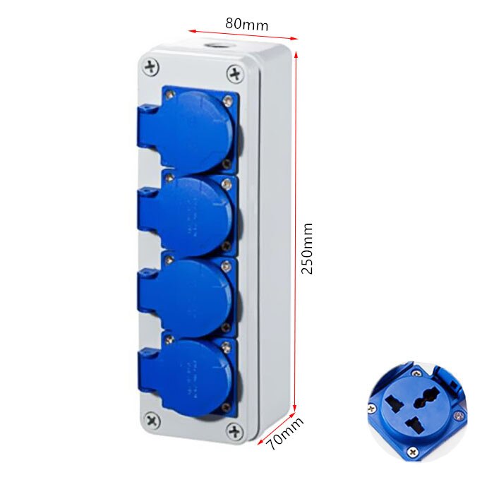 Outdoor rainwater socket Three holes 220V/ 10A home wall mounted multi-function outdoor socket box electric car charging: 4K / Multi-function socke