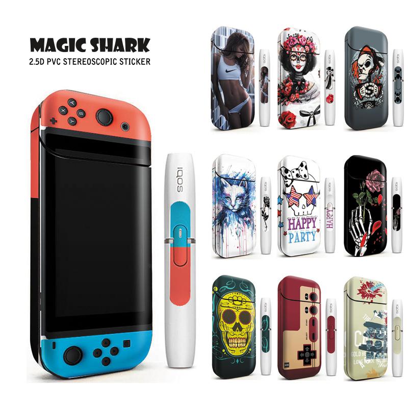 Magic Shark Skull Game Boy Game Lady Fashioon Bumpy Film Case Cover for IQOS 2.4 Plus Sticker for IQOS 2.4p 2.4+