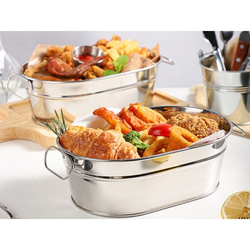 COM-FOUR® 2 x dienblad van roestvrij staal, ovaal dienblad voor het serveren en decoreren, serveerschaal (45 x 29 cm, 2 stuks COM-FOUR® 2 x dienblad van roestvrij staal, ovaal dienblad voor het serveren en decoreren, serveerschaal (45 x 29 cm, 2 stuks