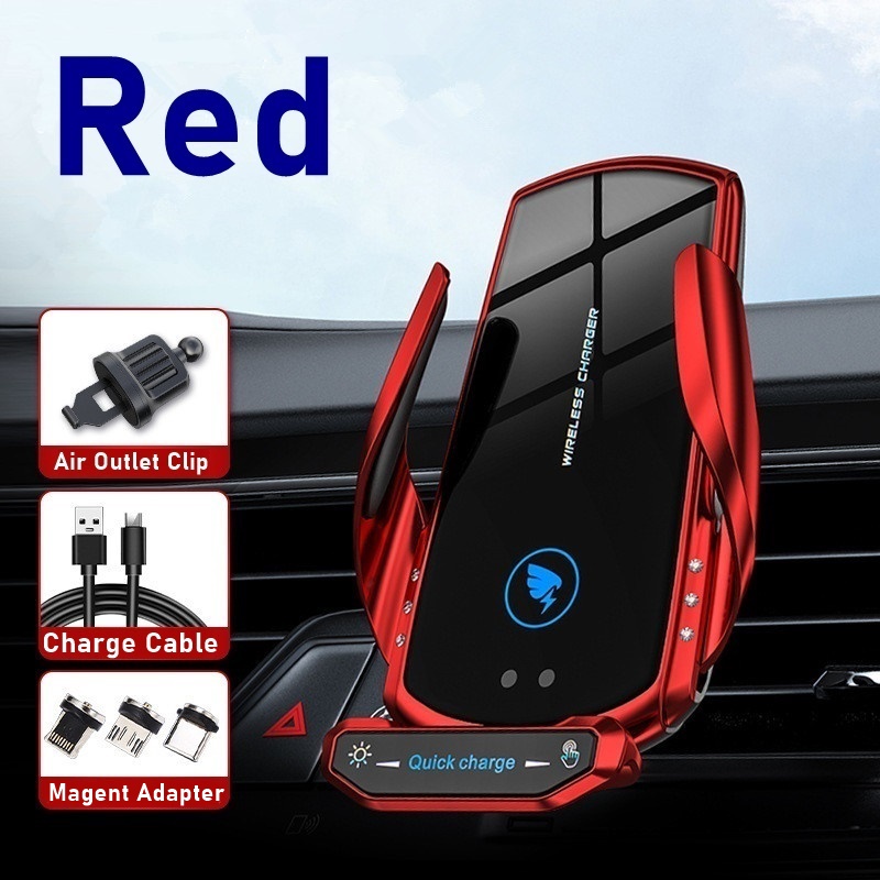 Tongdaytech 15W Car Wireless Charger Automatic Magnetic Fast Charger In Car Holder For Iphone XS 8 12 11 Pro Max Samsung Xiaomi: Original As Photo / Red