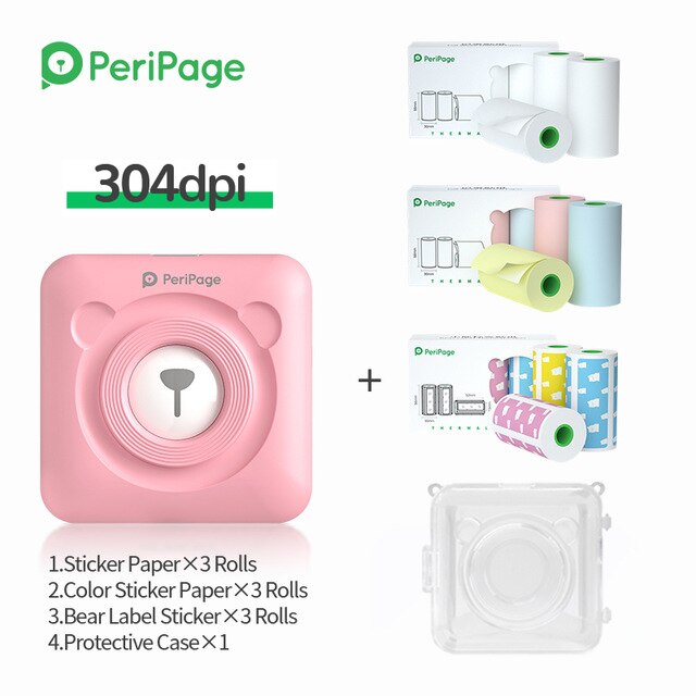 PeriPage – Mini-imprimante Photo thermique sans fil, 304 dpi, pour téléphone Portable Android IOS, pour enfants