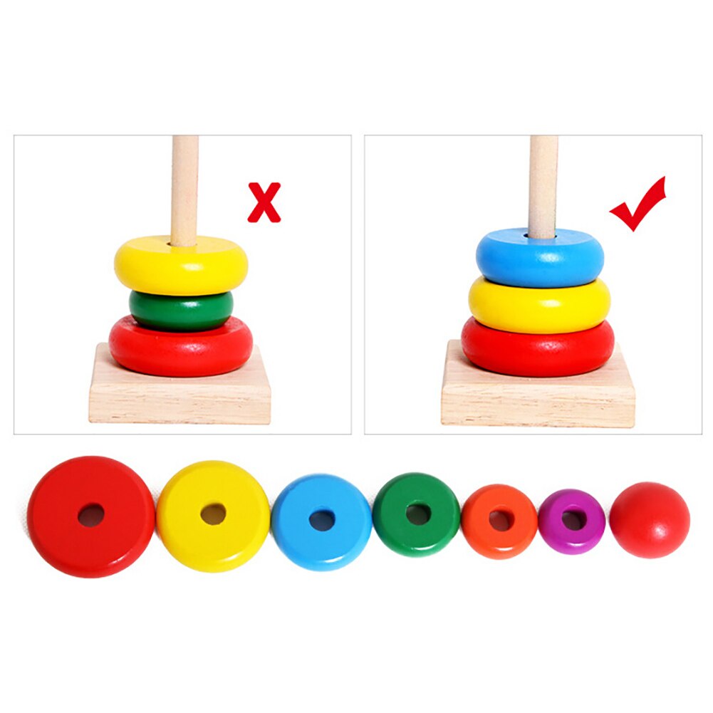 Kids Stapelaar Speelgoed Klassieke Houten Rainbow Stacker Ringen Stapelen Educatief Kids Peuters Speelgoed Voor Kids