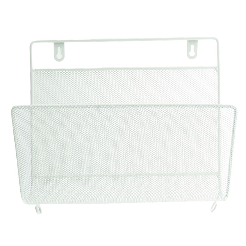 Wire Iron Magazine Holder Rack Home Wall Mounted Newspaper Organizer Booshelf Bookcase: White