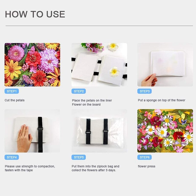 Blomsterpressesett, bladpresse, plantepresse, bladpressesett for diy kunsthåndverk som lager prøver og gratulasjonskort