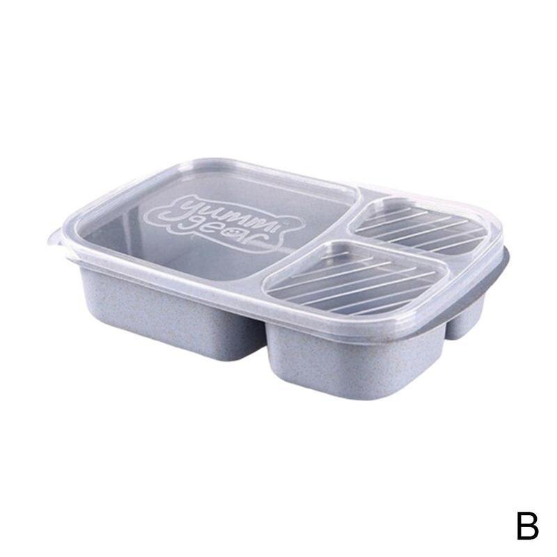 Portable Food Grade Wheat Straw Meal Box Microwave Food Foodbox Container Dinnerware Storage Q9E5: B