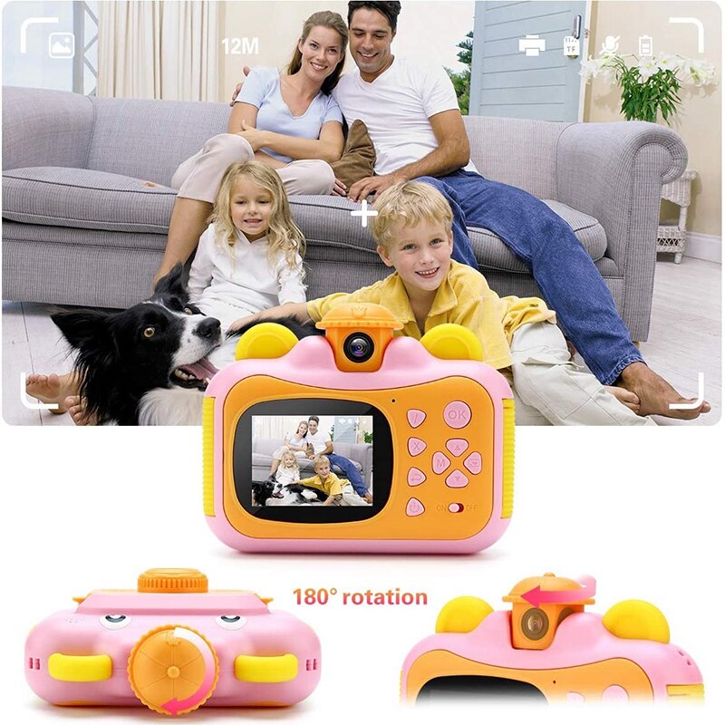 Portable Instant Print Camera Toy Camera with Print Paper Digital Print Camera Birthday for Kids