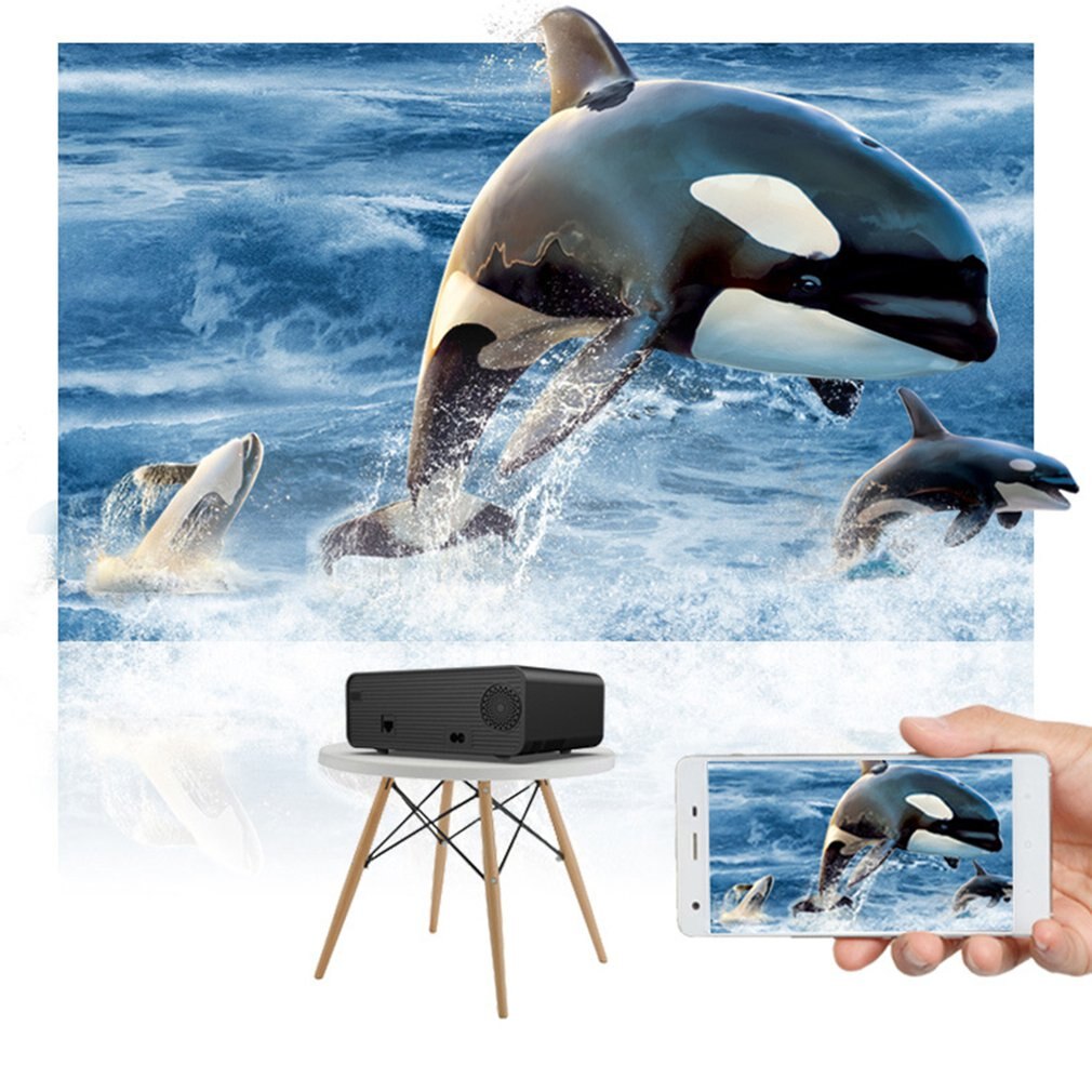 Black Portable Projector High Definition 1080p Mobile Phone Wifi Wireless Same Screen Projector Home Theater Video Projector