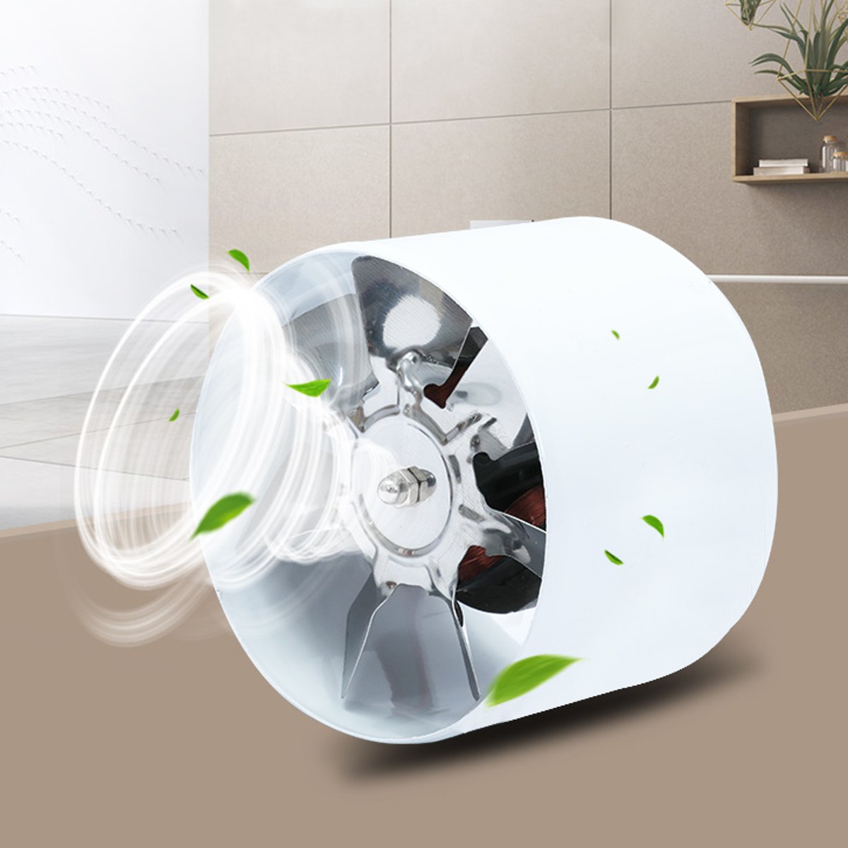 220V Metal Round Duct Fan Booster Exhaust Ventilator Ventilation Vent Air 4'' High Speed for Window Wall Bathroom Toilet Kitchen