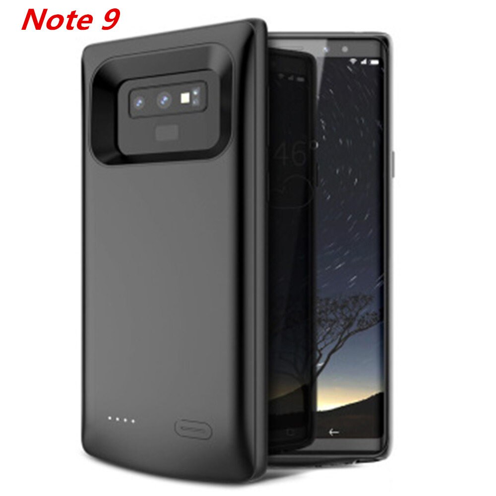 Funda de cargador de batería para Samsung Galaxy S9 S8 Plus, funda de alimentación suave de TPU para teléfono móvil con carga para Samsung Note 8 Note 9, funda de batería: Note 9 Black