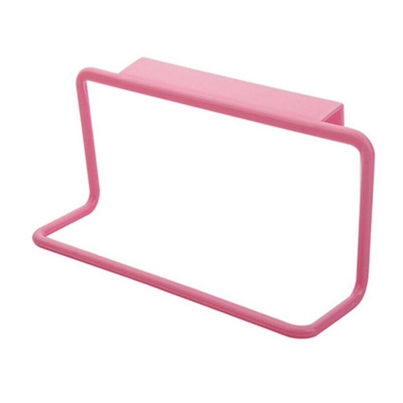 Cabinet Door Single-bar Towel Holder Plastic Non-marking Rack Towel Bar Multi-purpose Sundries Hanging Storage Finishing Rack: pink
