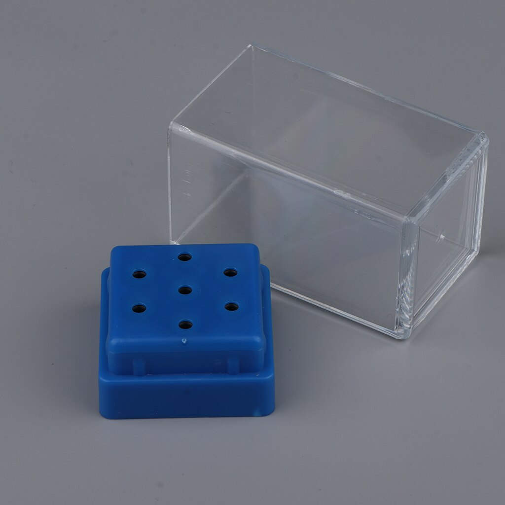 Nail Bit Case, 7 Holes Manicure Drill Bit Storage Display Box Organizer, Clear Plastic Nail Tip Stand