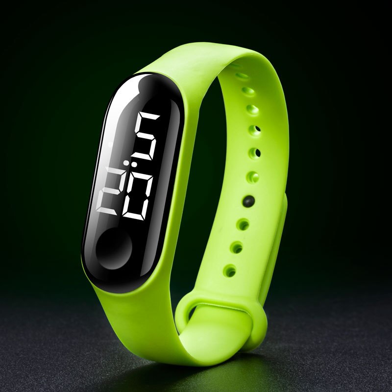 électronique nouvelle montre numérique Silicone Bracelet Bracelet montre pour femmes hommes unisexe montres LED Sport écran tactile étanche: White light Green