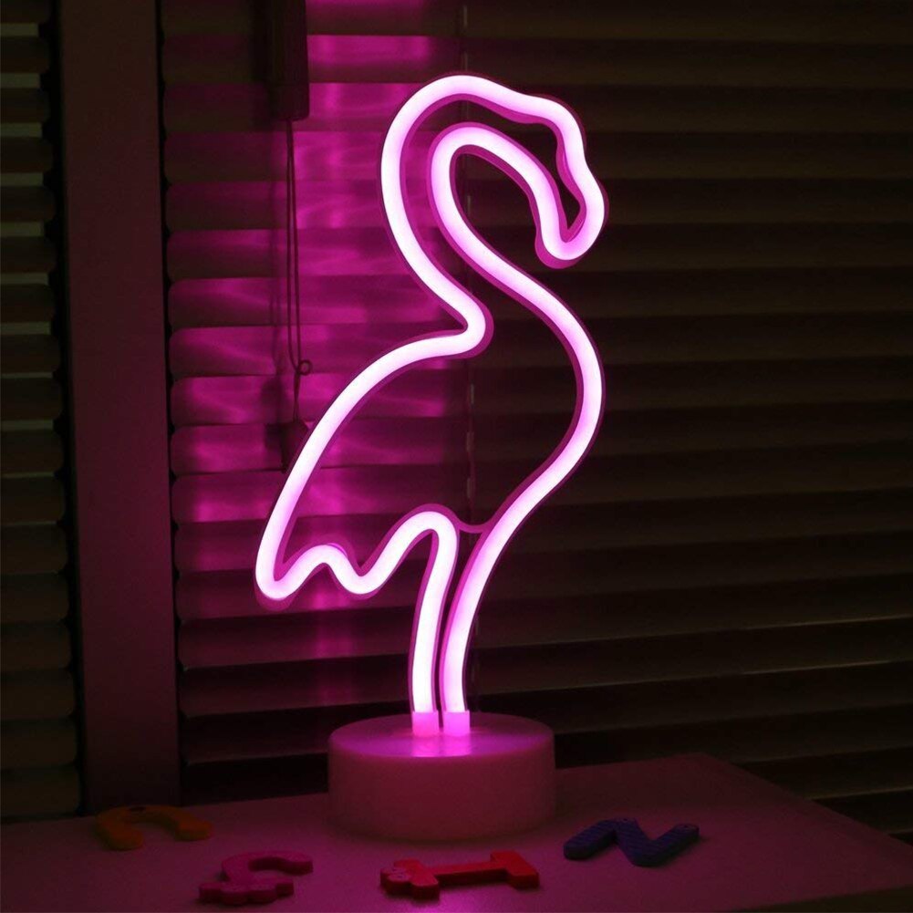 Regenboog Led Neon Light Teken Xmas Party Bruiloft Decoraties Kinderkamer Home Decor Flamingo Maan Eenhoorn Neon Lamp: Flamingo