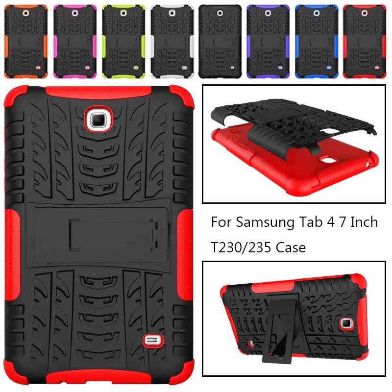Funda de silicona para tableta Samsung Galaxy Tab 4 7,0, carcasa trasera de doble armadura con soporte, TPU + PC, T230, T231, T235, SM-T230, 7 pulgadas