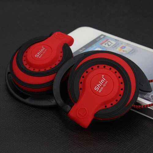 Shini Q940 3.5mm Wired Headphones HiFi Heavy Bass Noise Cancelling Earphones EarHook Gaming Headset For Xiaomi Huawei Mp3 Player: Red