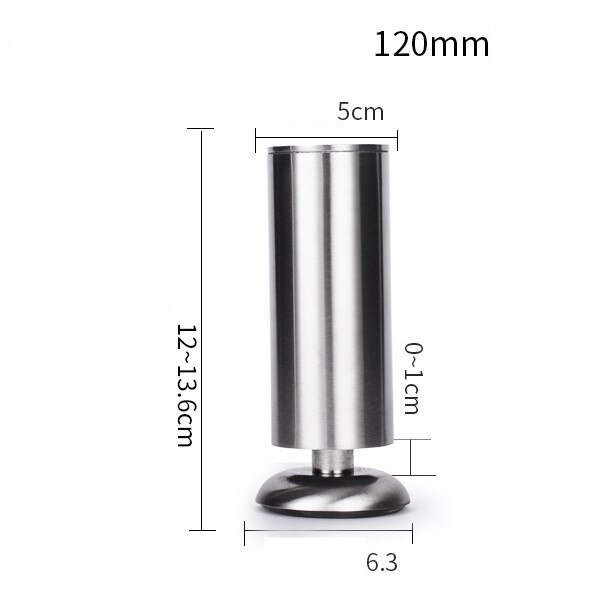 4pcs 80-200mm Furniture Adjustable Cabinet Legs with Rubber mat Stainless Steel Furniture Legs Cabinet Table Sofa Bed Feet: 120mm