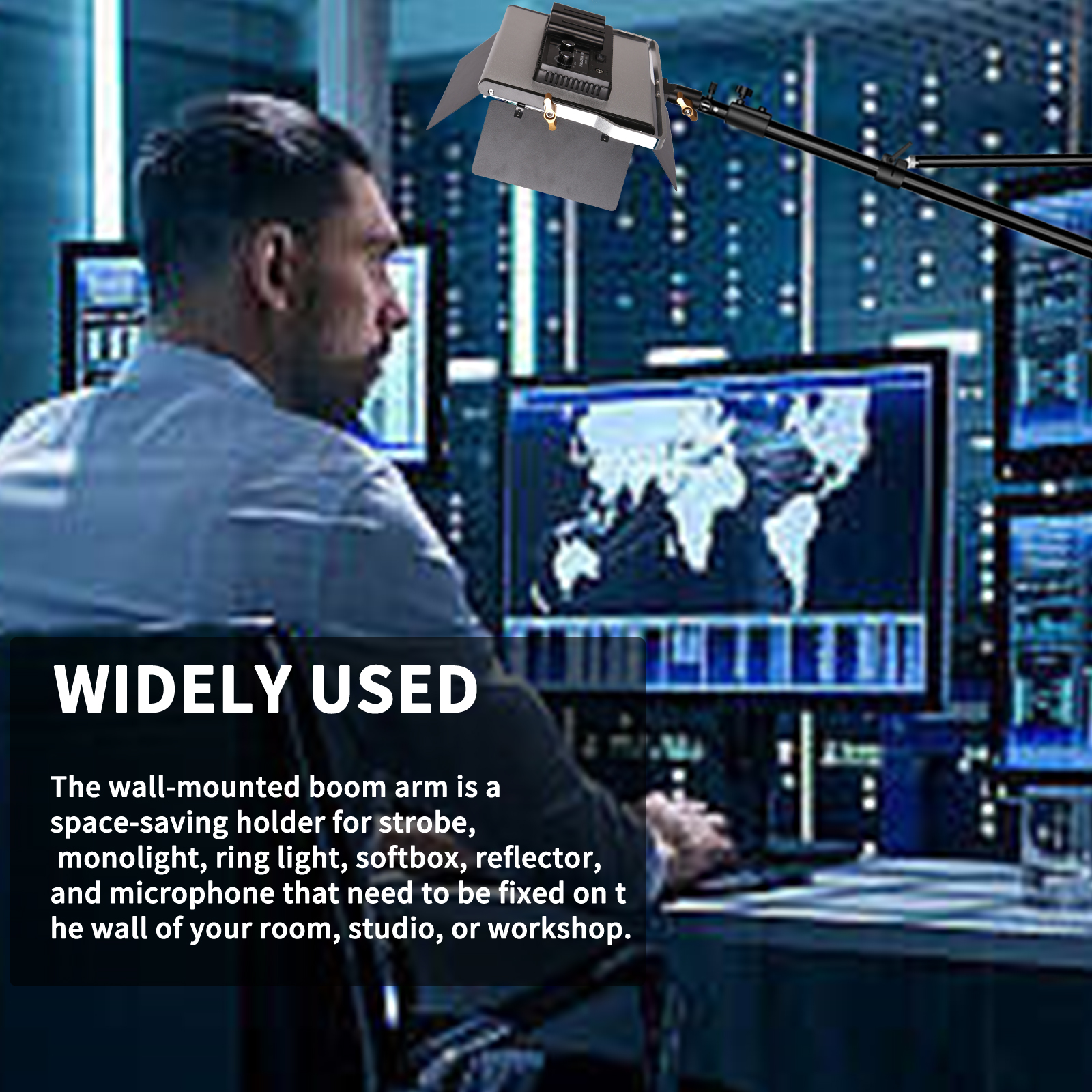 SH 100cm Wall Mount Boom Arm For Photography Studio Video Strobe Lights,Easy to Install,Store And Carry For Barber Shop