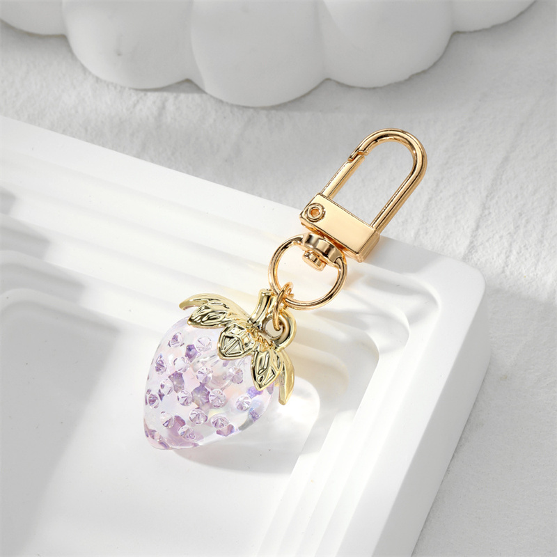 kleurrijke aardbei sleutelhanger sleutelhanger stijlvolle hanger sleutelhangers sleutelhangers ornament rugzak hangers cadeau voor sieraden: GRIJS