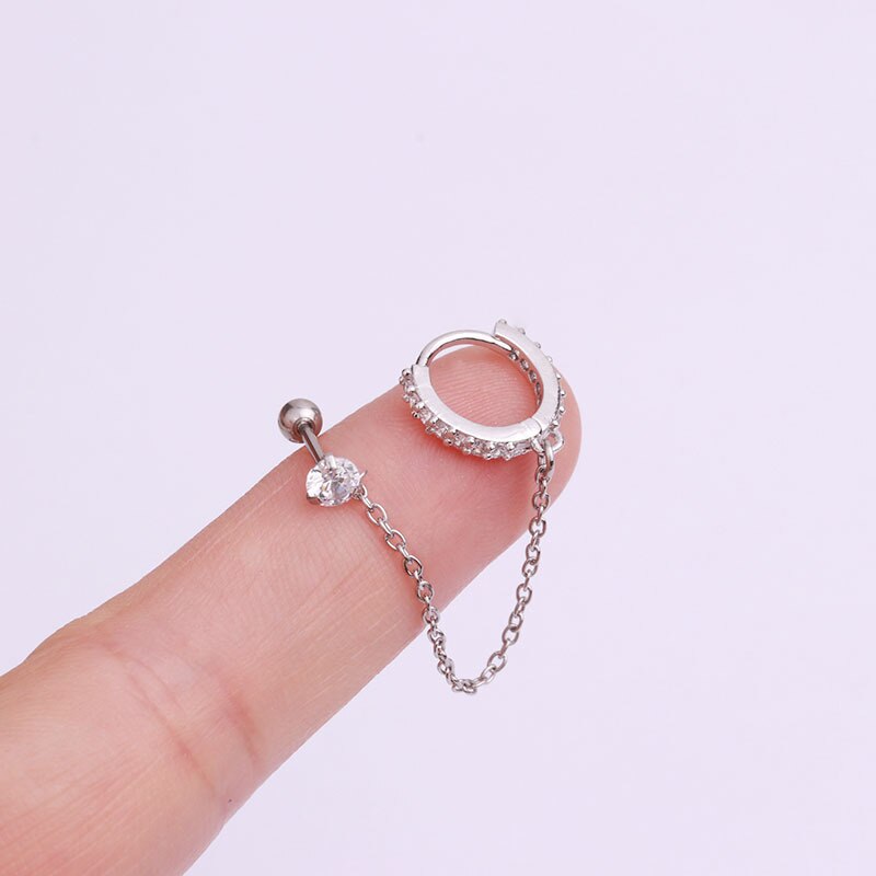 1Pc Quaste Kette Band Ohrringe Wendel durchbohren Schmuck für Frauen Punk Hiphop Kreis Edelstahl Cz Ohrringe Schmuck